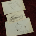 Lot 071 - Grouping Of Three Original Pen And Ink Sketches, 1972 Depiction Of The American Flag From Ashland, New Hampshire, Anthropomorphic Apples Leaving Apple Pie, And Other Apple Related One, Dated 1879
