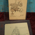 Lot 072 - Pair Of Original Comic Drawings - Hand Drawn Pen And Ink Valentine Of Kid, Pencil Sketch "Batter Up!" Of Baseball Player, Signed Ruth Boland, 1923