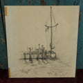 Lot 077 - Single Hand Drawn Pencil Sketch Of Harbor Scene, Sail Boat, Lake Harbor, July 1882, R. Richardson Signed