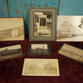 Lot 093 - Grouping Of Seven Boarded Photos Of Industrial And Railroad Buildings And Features, Railroad Bridge, Factories, Windmill, And More