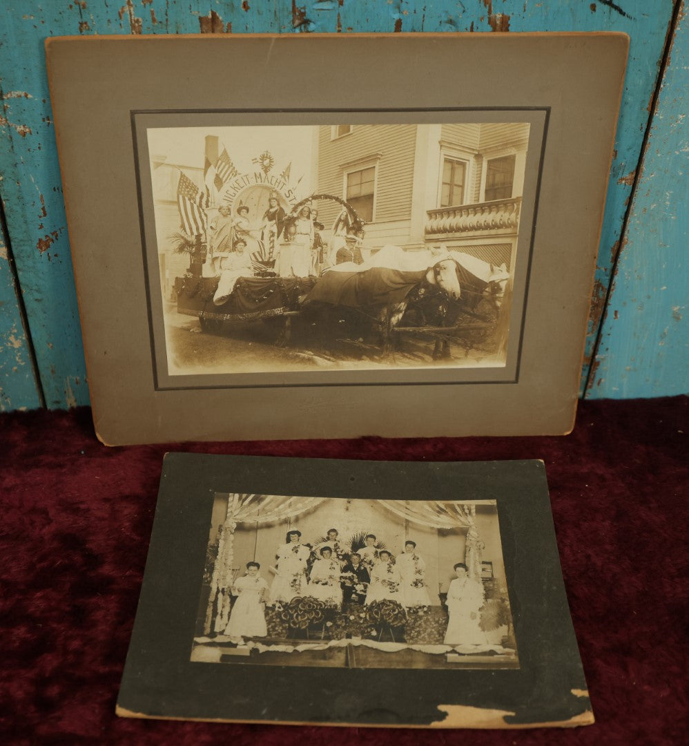 Lot 094 - Pair Of Boarded Photos, One Showing Women On A German American Parade Float, Other At Wedding