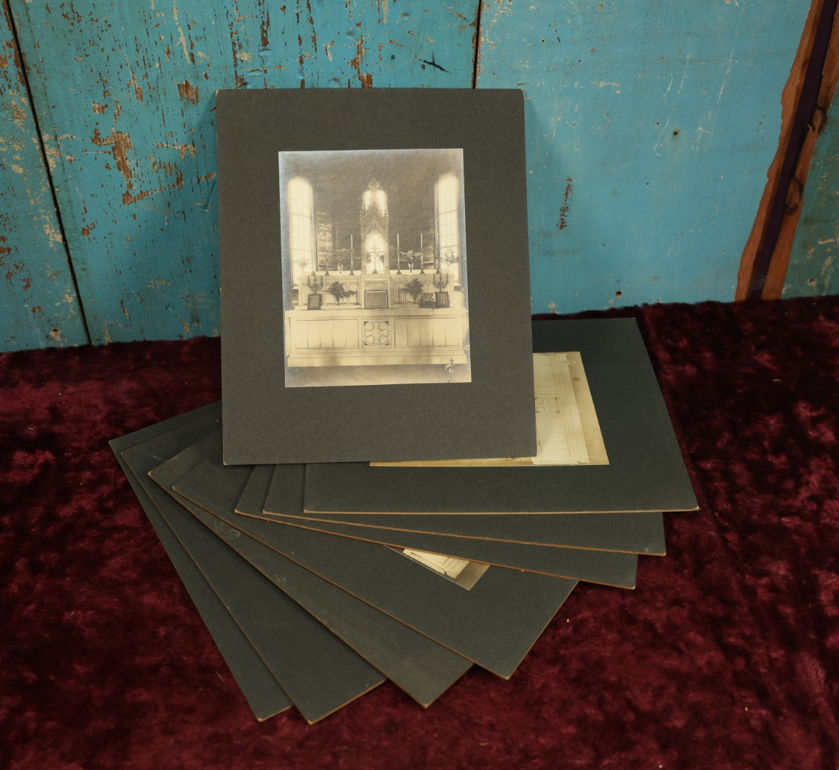 Lot 097 - Grouping Of Eight Duplicate Boarded Photos Of The Interior Of A Church