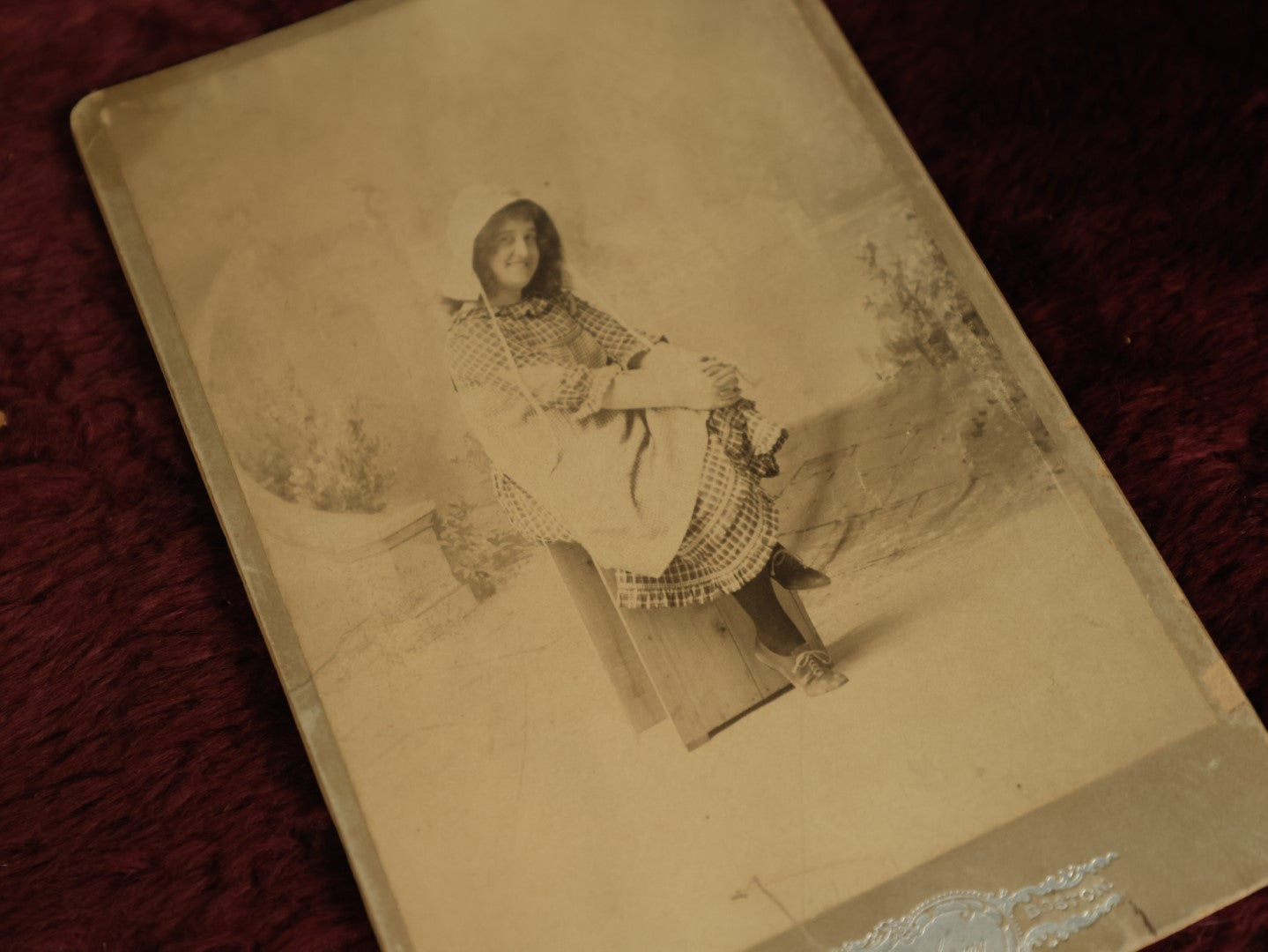 Lot 100 - Grouping Of Seven Cabinet Card Photographs, Including Possible Actress, Public Library, Dapper Gent, And Daniel Webster Statue