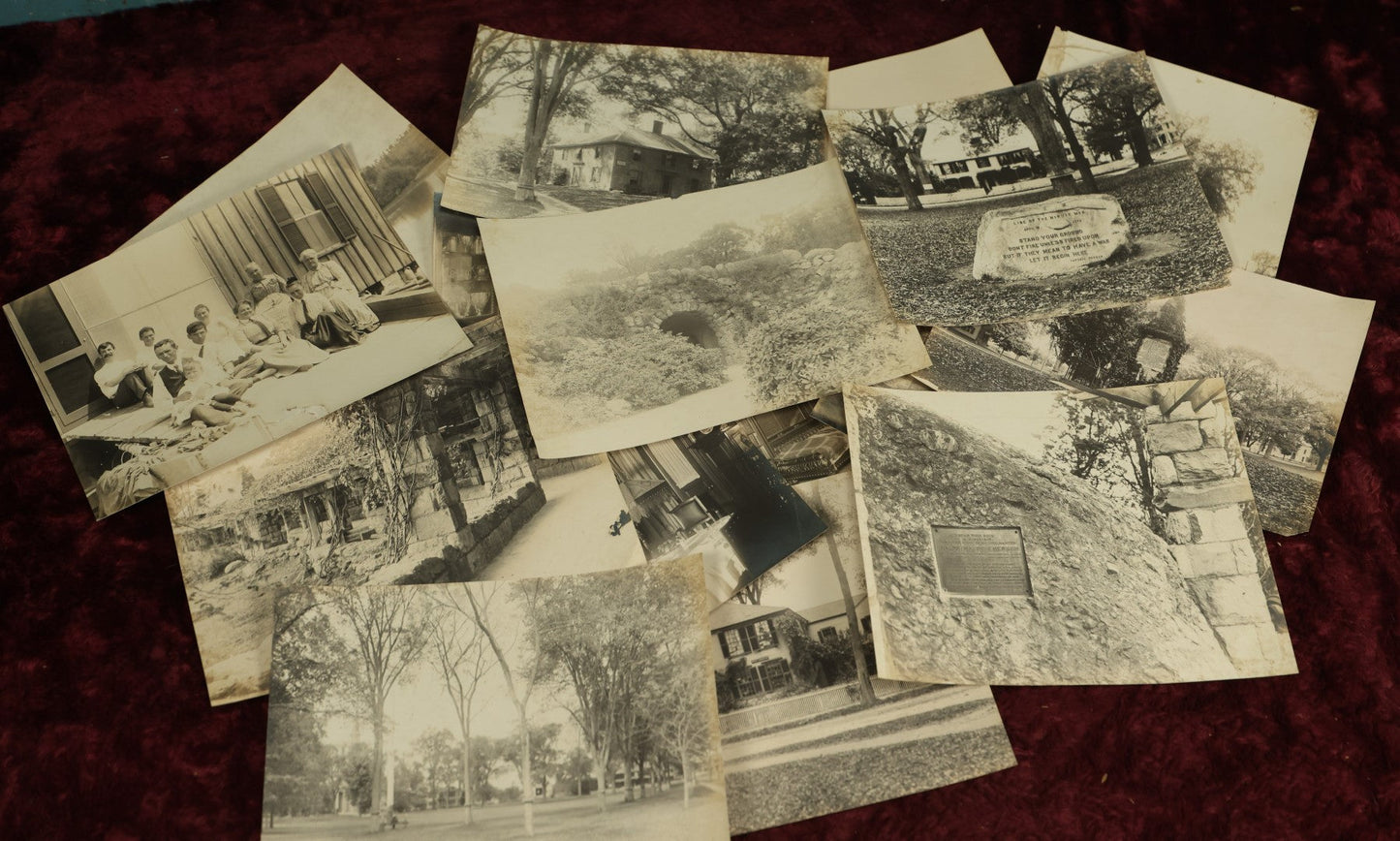 Lot 103 - Grouping Of Ten Plus Paper Photo Snapshots Of Outdoor Scenes, Buildings, People, And More, Including Ralph Waldo Emerson Home