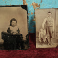 Lot 110 - Pair Of Tintype Photos, One Of Man With Unibrow, Other Of Young Toddler Girl