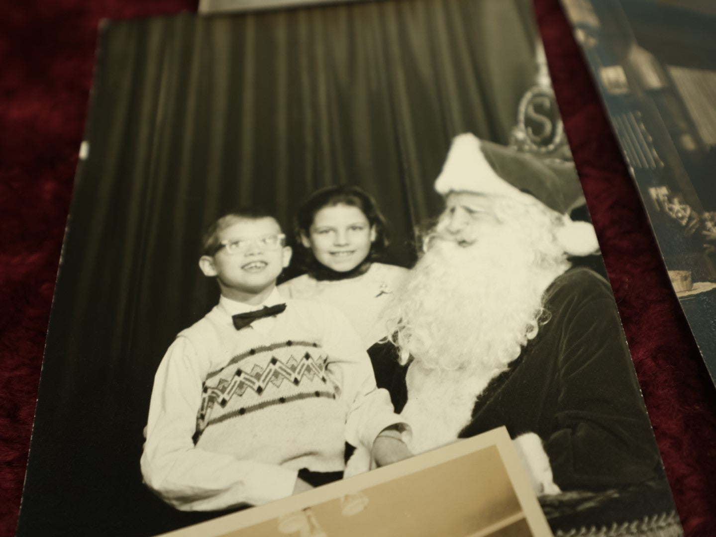 Lot 116 - Snapshot Grouping, Nine Christmas Photos Including Santa, Trees, Presents, And More