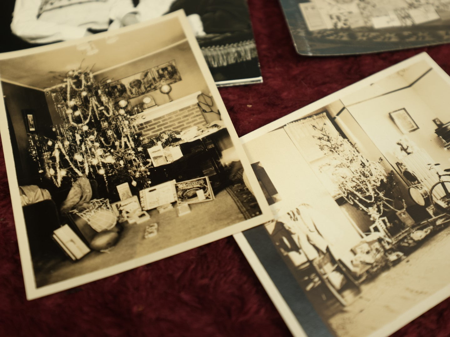 Lot 116 - Snapshot Grouping, Nine Christmas Photos Including Santa, Trees, Presents, And More