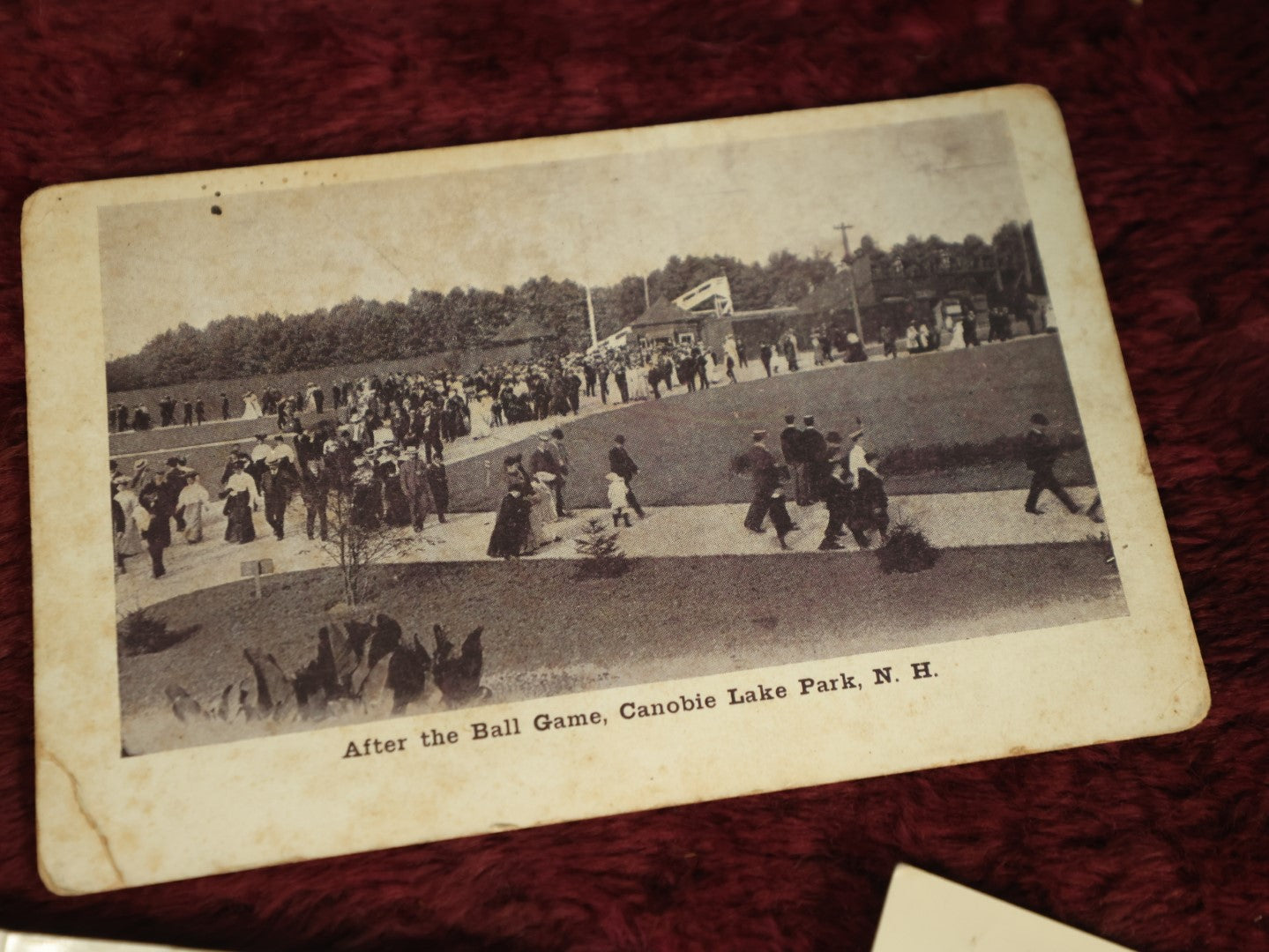 Lot 117 - Snapshot Grouping And Postcard R.P.P.C. Grouping, 12 Photos Including People On Bike, Churches, Soldier, And Early Canobie Lake Park Postcard, New Hampshire