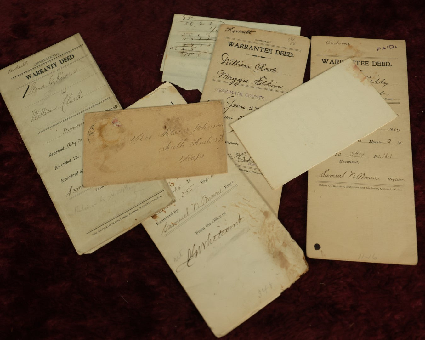 Lot 134 - Grouping Of Five Plus Antique Ephemera Papers, Handwritten Deeds, Etc, Circa 1900