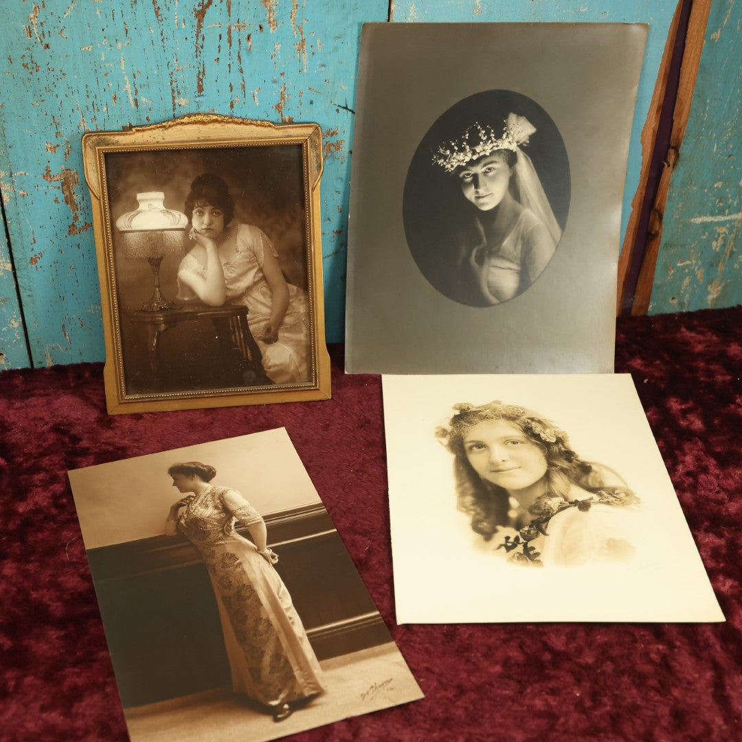 Lot 135 - Grouping Of Four Antique Photos Of Women, Including One In Frame, Circa 1920s