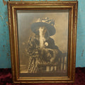 Lot 136 - Antique Framed Boarded Photo Of Extravagantly Dressed Woman In Large Hat, Fur Muff, Modern Framing