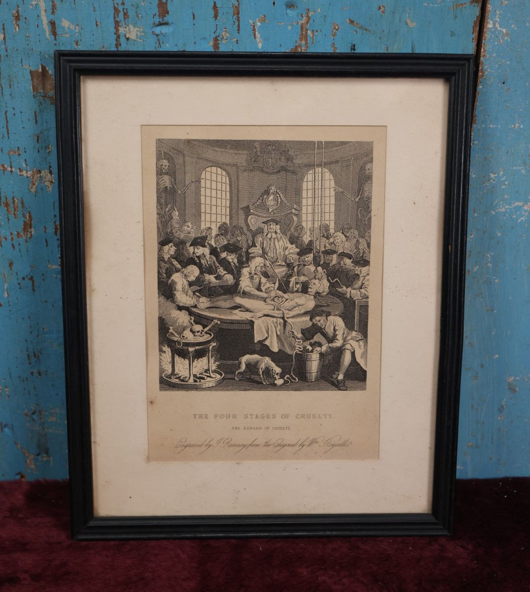 Lot 004 - "The Reward Of Cruelty," Antique Engraving By John Romney (1785-1863) After William Hogarth (1697-1764), Depicting Character Being Disemboweled While Alive By Surgeons, Final Image In Series "The Four Stages Of Cruelty"