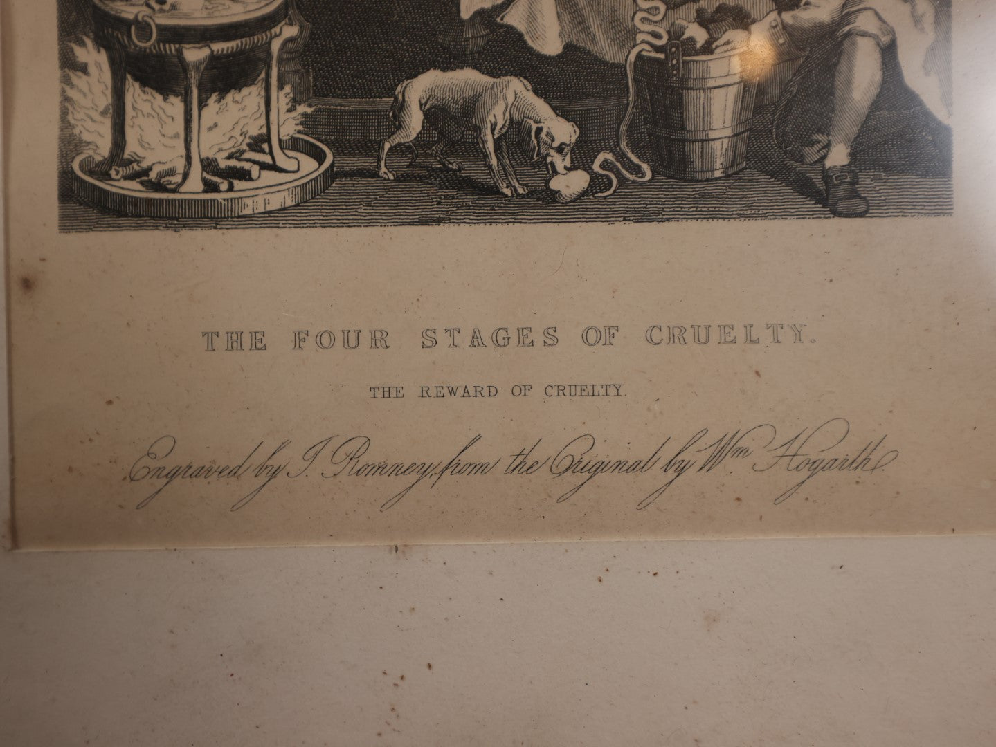 Lot 004 - "The Reward Of Cruelty," Antique Engraving By John Romney (1785-1863) After William Hogarth (1697-1764), Depicting Character Being Disemboweled While Alive By Surgeons, Final Image In Series "The Four Stages Of Cruelty"