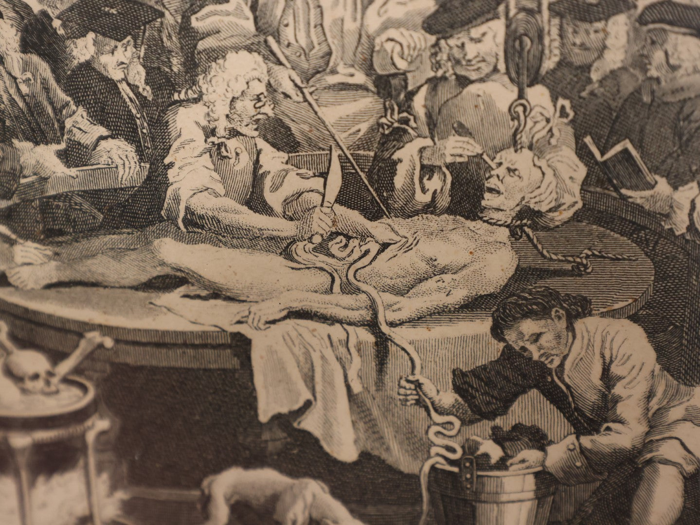 Lot 004 - "The Reward Of Cruelty," Antique Engraving By John Romney (1785-1863) After William Hogarth (1697-1764), Depicting Character Being Disemboweled While Alive By Surgeons, Final Image In Series "The Four Stages Of Cruelty"