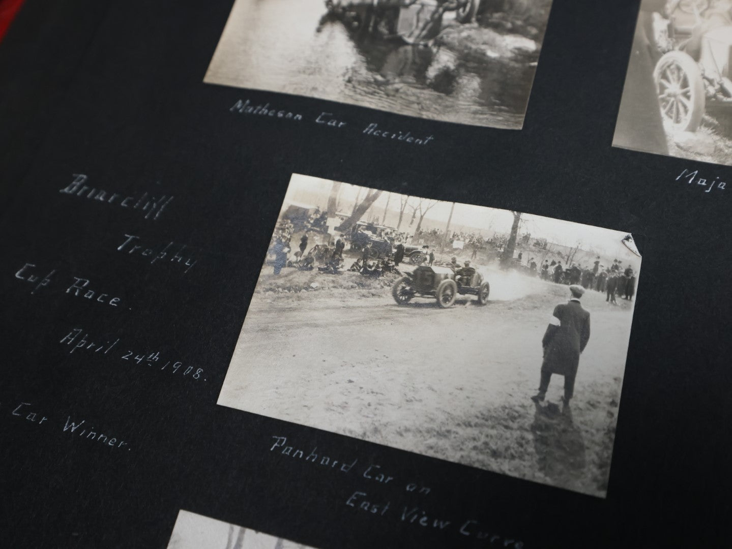 Lot 007 - Important Circa 1900-1920 Photo Album With Battleships, Ocean Liners, Yachts, Pitbulls, Cats, Auto-Racing, West Point, Travel Destinations, Sideshow Bear, Dozens Of Photos, Good Condition, Well Documented