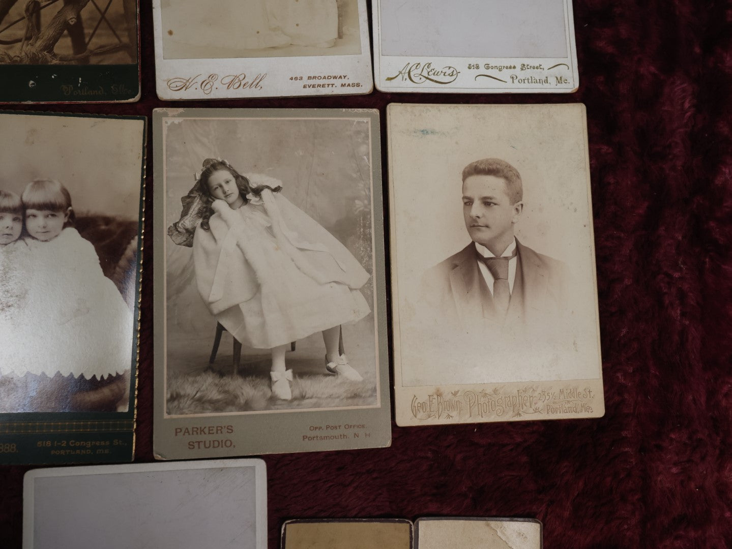 Lot 121 - Thirteen Piece Antique Photo Grouping With Nine Cabinet Cards And Four Carte De Visite C.D.V. Photographs, Varying Condition, Mostly Of Women And Children, Including Girl In Unusual Outfit