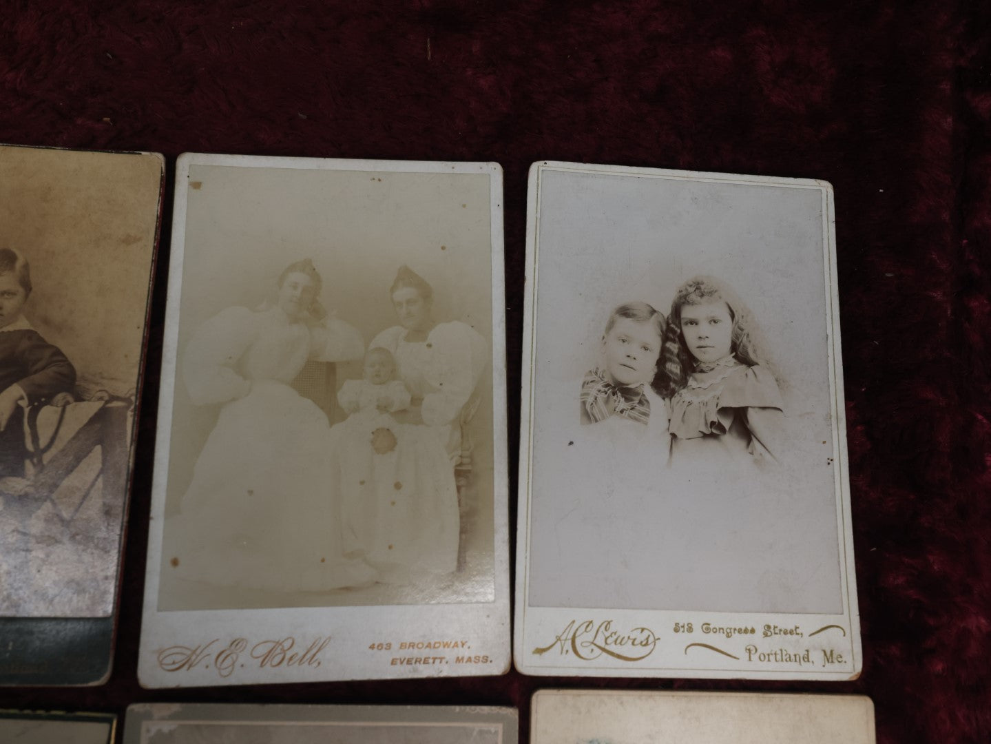 Lot 121 - Thirteen Piece Antique Photo Grouping With Nine Cabinet Cards And Four Carte De Visite C.D.V. Photographs, Varying Condition, Mostly Of Women And Children, Including Girl In Unusual Outfit