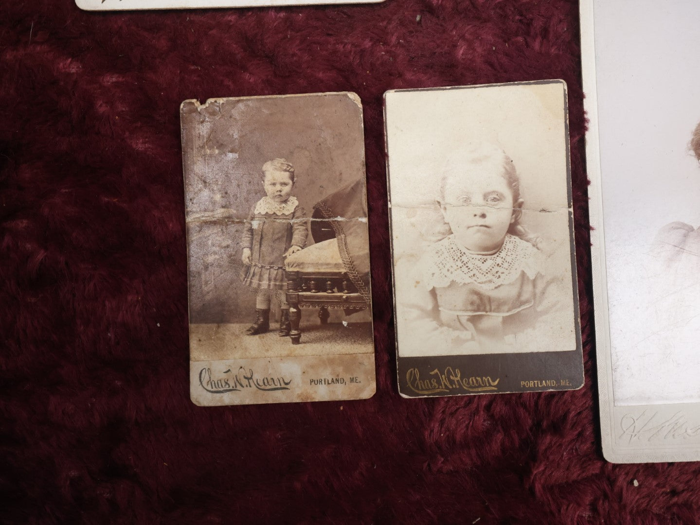 Lot 121 - Thirteen Piece Antique Photo Grouping With Nine Cabinet Cards And Four Carte De Visite C.D.V. Photographs, Varying Condition, Mostly Of Women And Children, Including Girl In Unusual Outfit