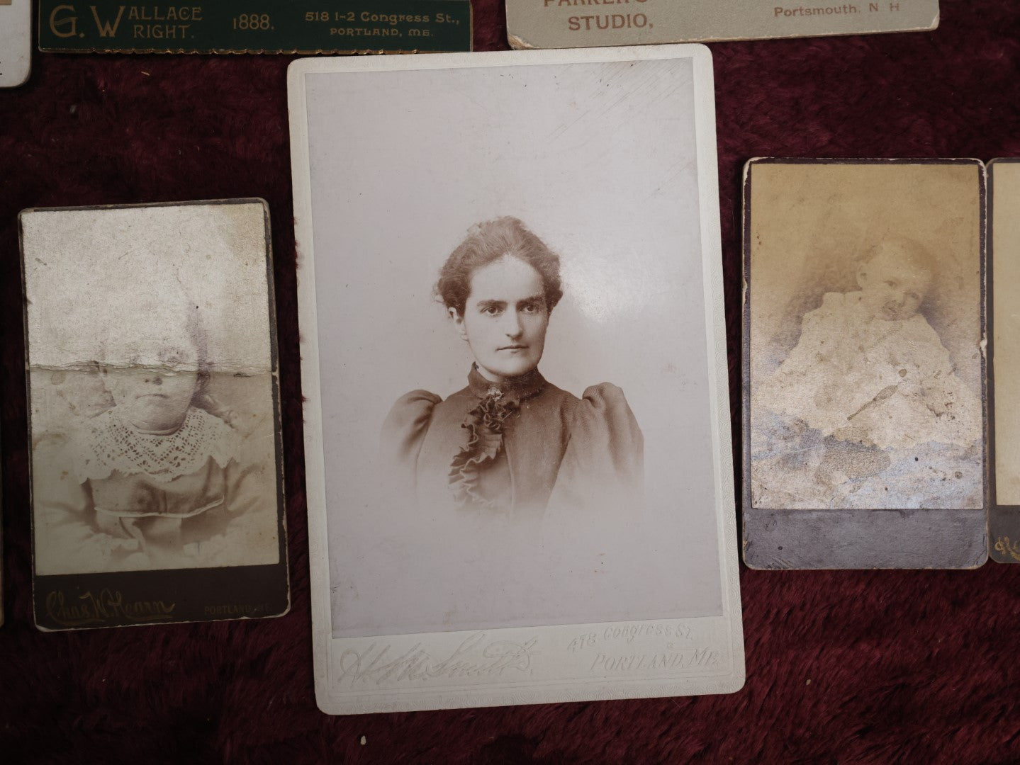 Lot 121 - Thirteen Piece Antique Photo Grouping With Nine Cabinet Cards And Four Carte De Visite C.D.V. Photographs, Varying Condition, Mostly Of Women And Children, Including Girl In Unusual Outfit