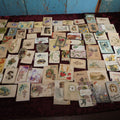 Lot 127 - Massive Collection Of 65+ Antique And Vintage Greeting Cards, Various Holidays, Including Forget Me Nots, Celluloid Cards, Cats, Santa And More