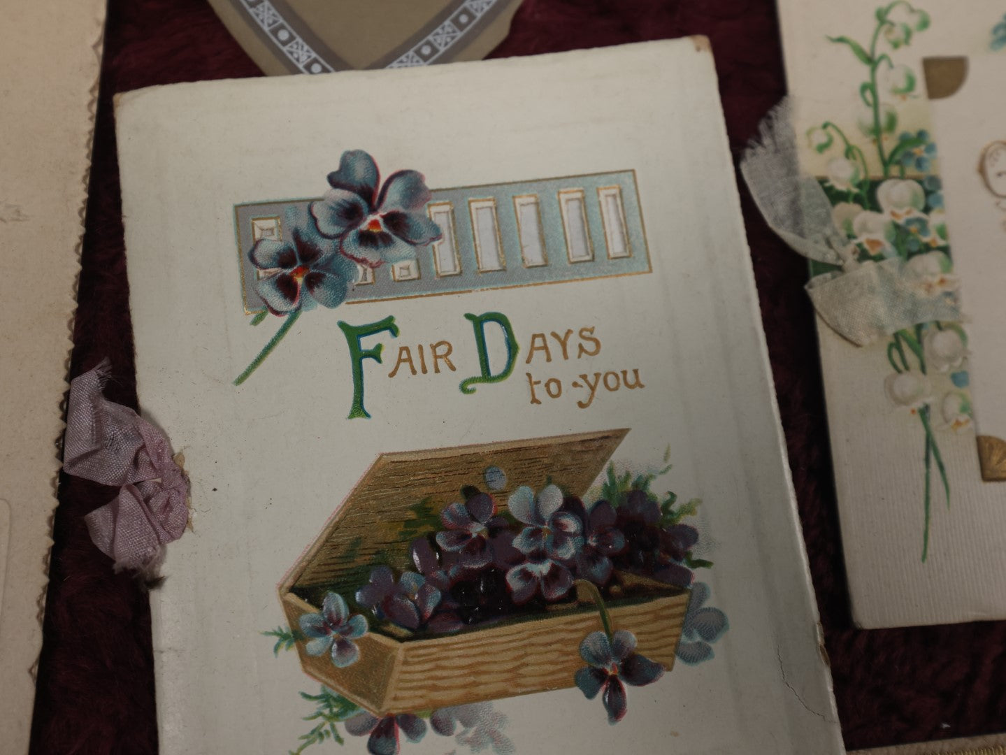 Lot 127 - Massive Collection Of 65+ Antique And Vintage Greeting Cards, Various Holidays, Including Forget Me Nots, Celluloid Cards, Cats, Santa And More