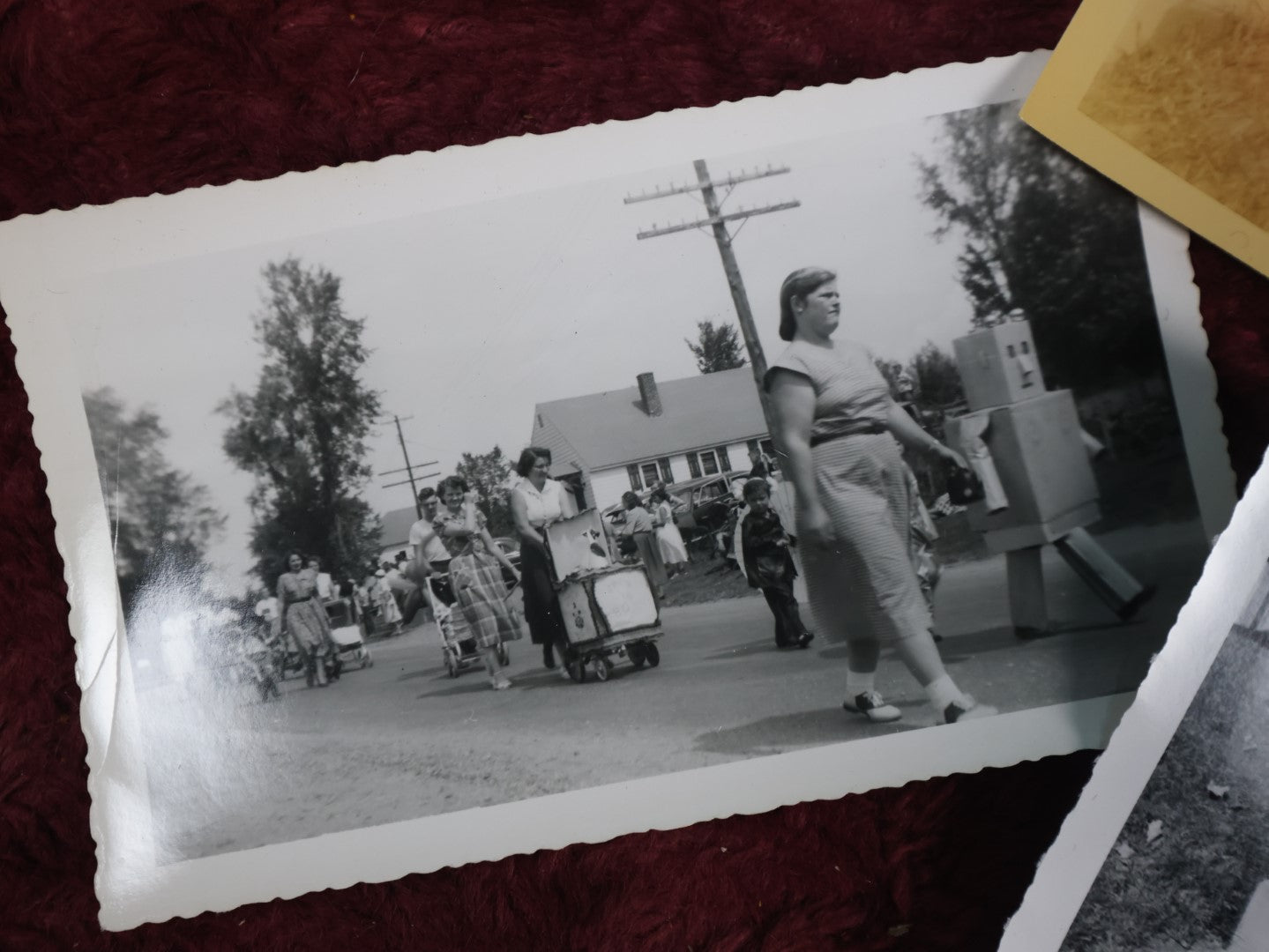 Lot 128 - Grouping Of Five Vintage Halloween Snapshot Photos Including Boy In Bat Costume, Trick Or Treaters