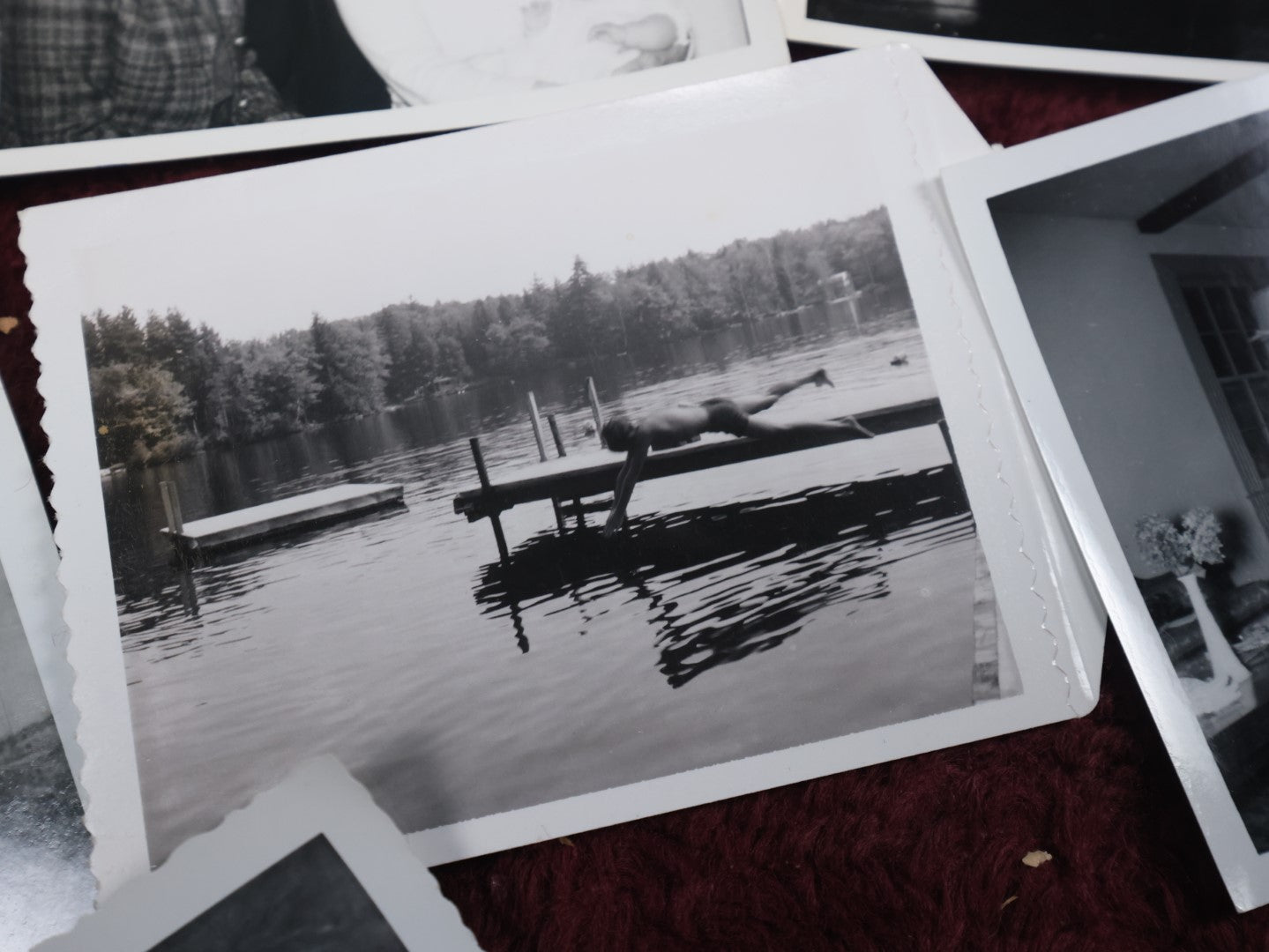 Lot 129 - Grouping Of Twenty Plus Fun Vintage Snapshot Photos, Mostly Of Men And Boys Being Men, Boxing, Fishing, Shooting, Swimming, Golfing, Plus Cool Double Exposure Photo