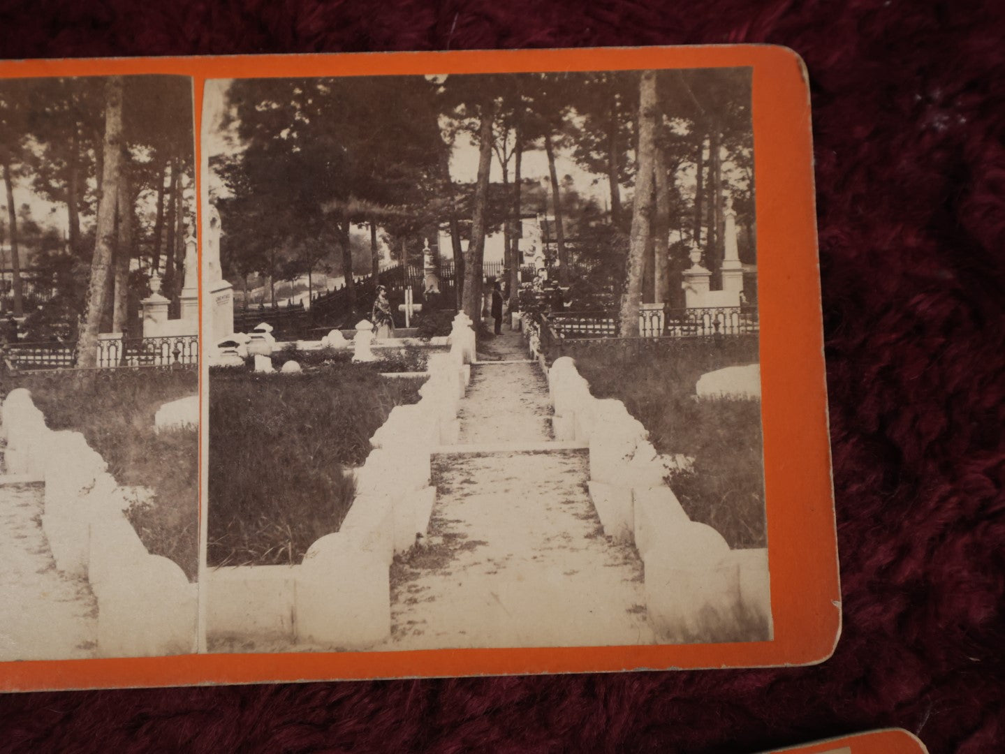 Lot 132 - Grouping Of Three Antique Stereo Cards Of Cemeteries, Including Nashua, New Hampshire, The Leonard White Noyes Grave, And Elgin Cathedral