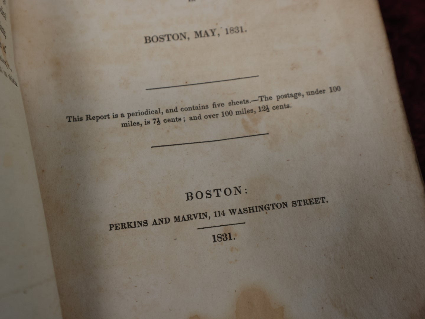 Lot 135 - Fourth Report Of The American Temperance Society, May 1831 Antique Booklet, Boston