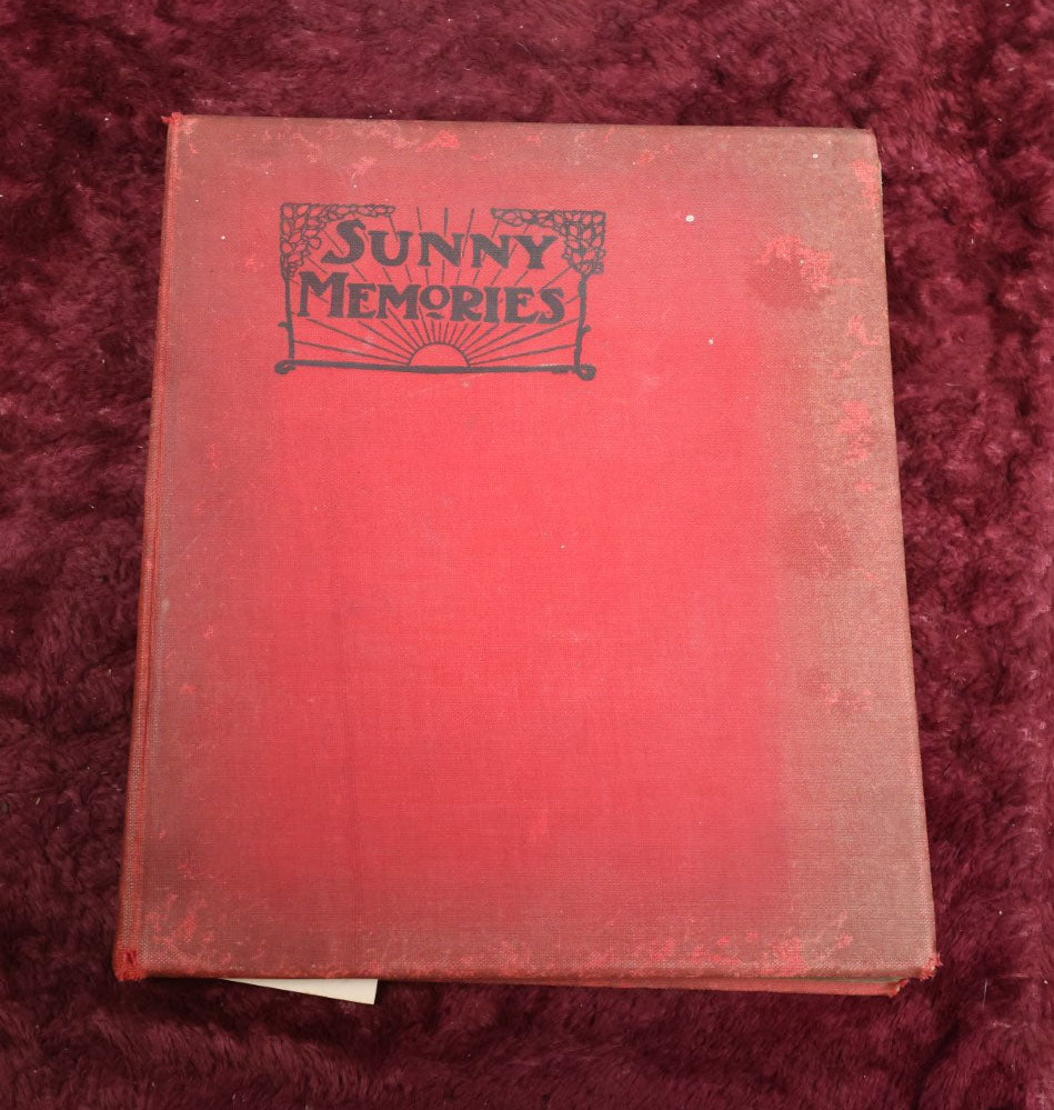 Lot 140 - Antique "Sunny Memories" Red Snap Shot Photo Album, Glossy Photos Of Men And Women At Work And Play, City Streets, And More