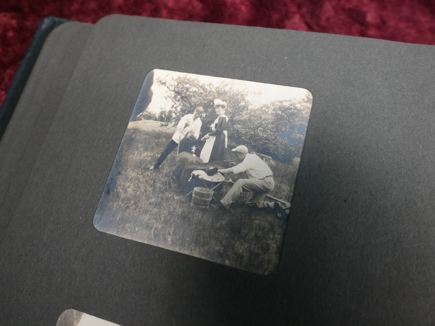 Lot 141 - Antique Black Photo Album With Many Photos, Mostly Of Families And Children At Play And On Trips