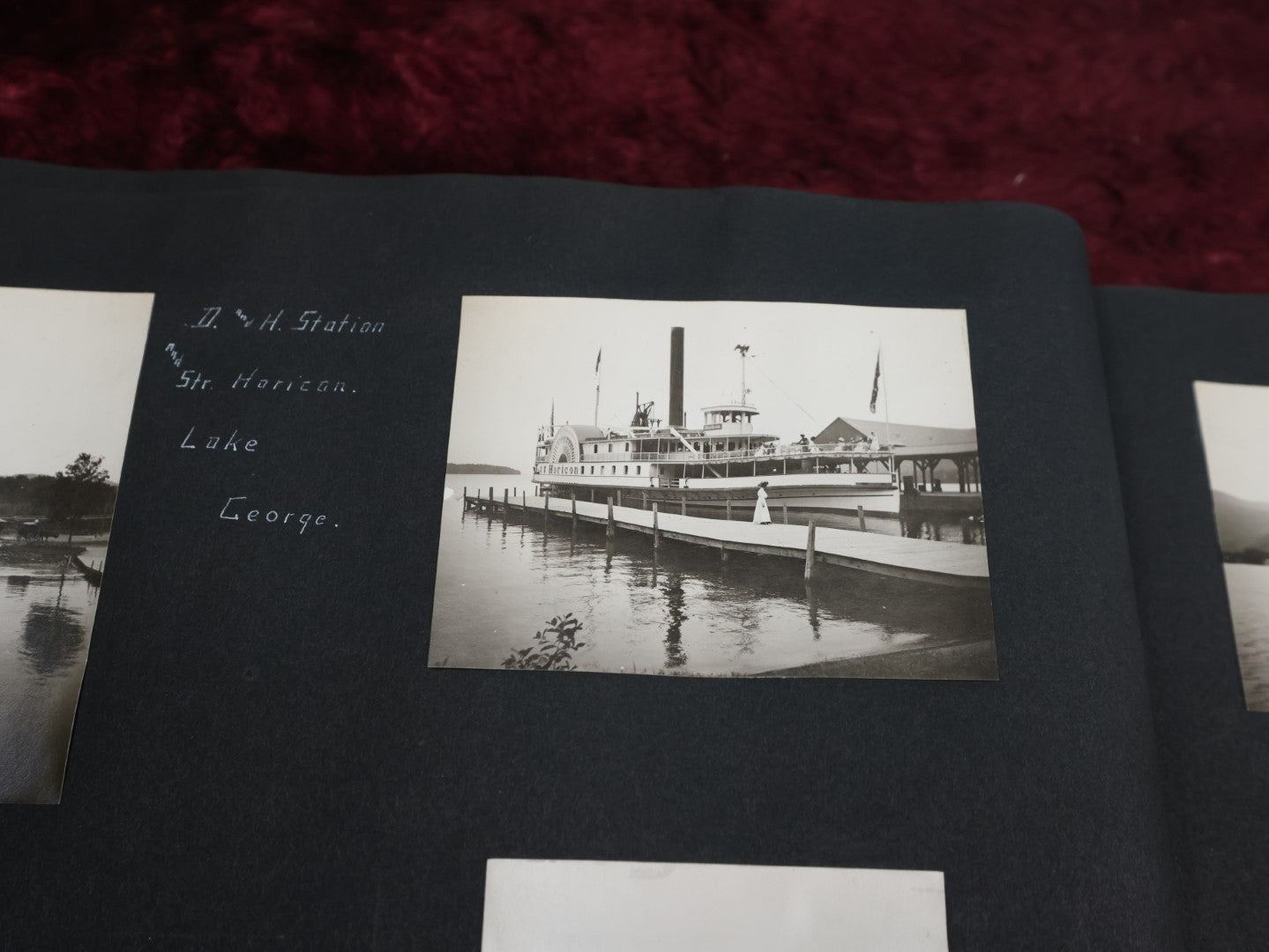 Lot 007 - Important Circa 1900-1920 Photo Album With Battleships, Ocean Liners, Yachts, Pitbulls, Cats, Auto-Racing, West Point, Travel Destinations, Sideshow Bear, Dozens Of Photos, Good Condition, Well Documented