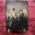 Lot 149 - Single Tintype Photograph, Group Of Four People Two Men, Two Women, Man Holding Cane, Women In Hats