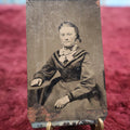 Lot 155 - Single Tintype Photograph, Young Woman With Round Face, Hand On Table, Dress, Choker Necklace