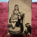 Lot 157 - Single Tintype Photograph, Young Girl Sitting On Top Of Chair, Curly Braids