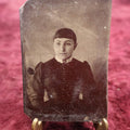 Lot 158 - Single Tintype Photograph, Young Woman With Bangs, Black Shirt With White Collar And Buttons