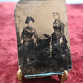 Lot 160 - Single Tintype Photograph, Two Women Looking Opposite Directions, Wearing Gloves