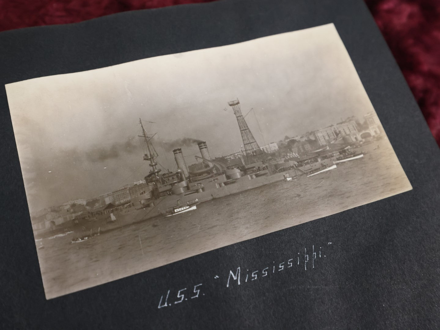 Lot 007 - Important Circa 1900-1920 Photo Album With Battleships, Ocean Liners, Yachts, Pitbulls, Cats, Auto-Racing, West Point, Travel Destinations, Sideshow Bear, Dozens Of Photos, Good Condition, Well Documented