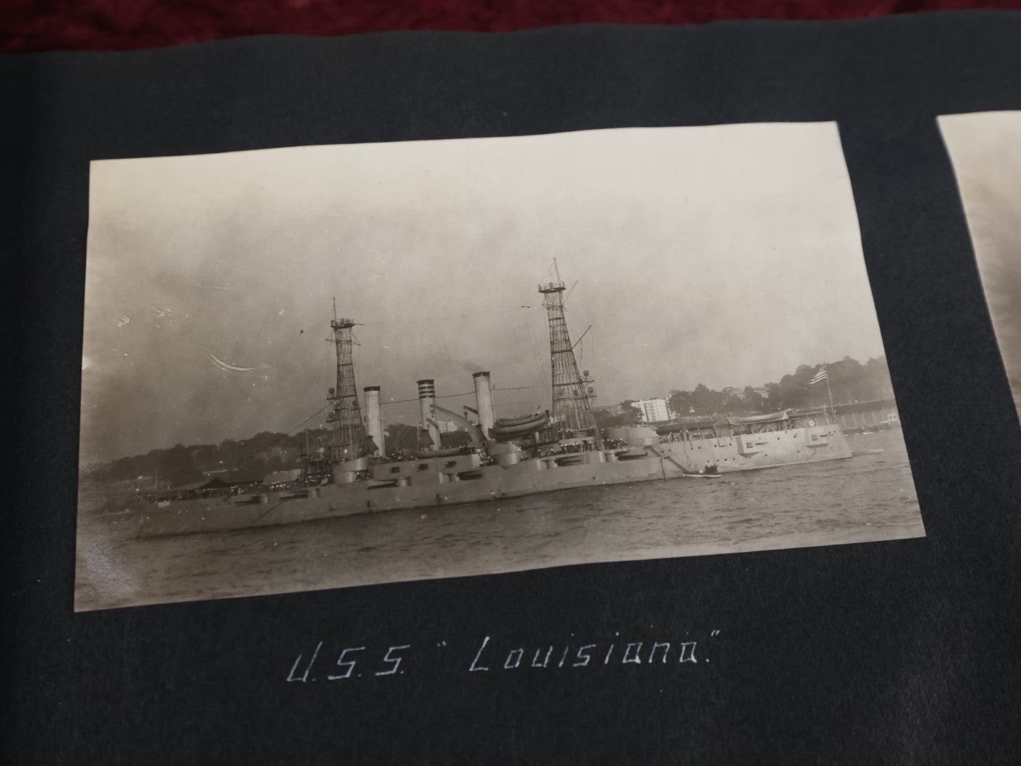 Lot 007 - Important Circa 1900-1920 Photo Album With Battleships, Ocean Liners, Yachts, Pitbulls, Cats, Auto-Racing, West Point, Travel Destinations, Sideshow Bear, Dozens Of Photos, Good Condition, Well Documented