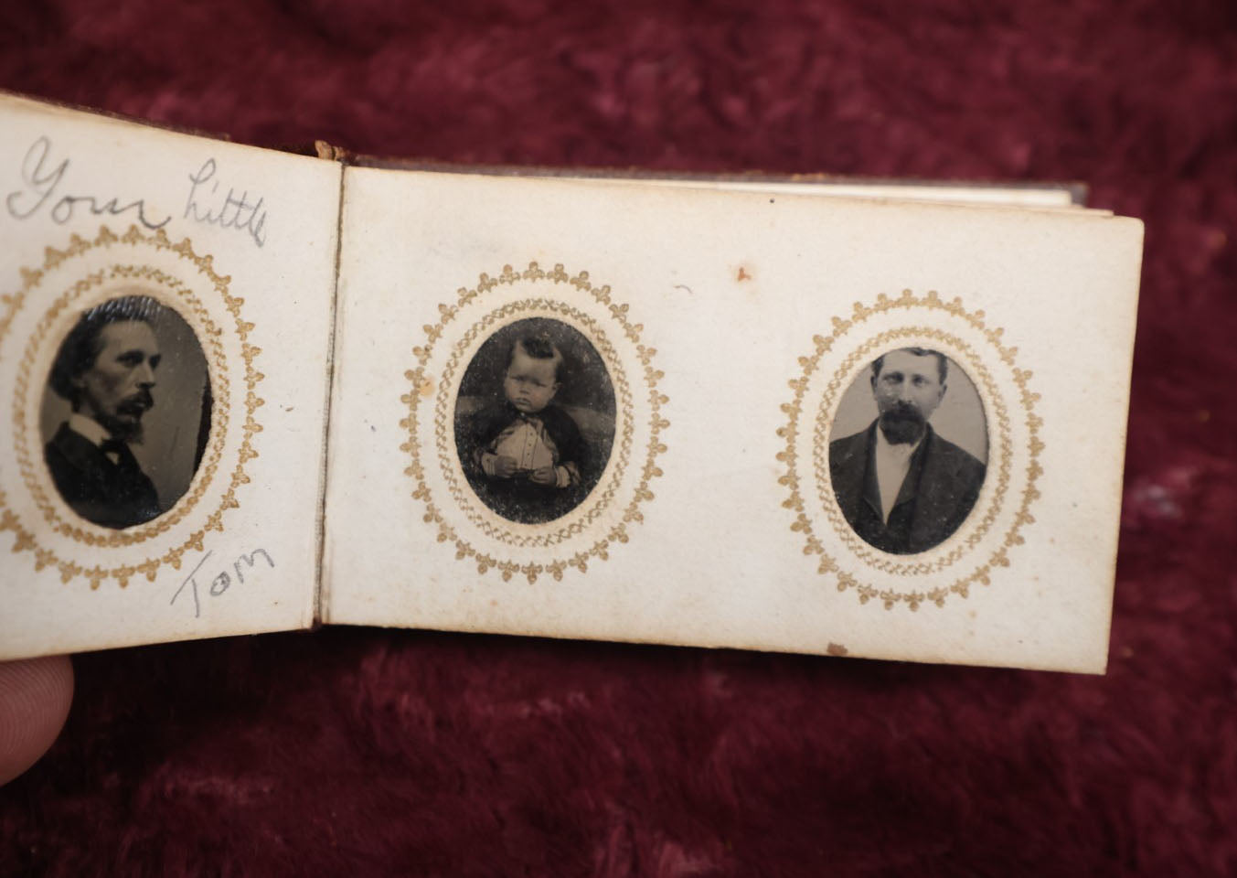 Lot 008 - Full Antique Gem Tintype Photo Album With Approximately 48 Images Of Women, Children, And Men