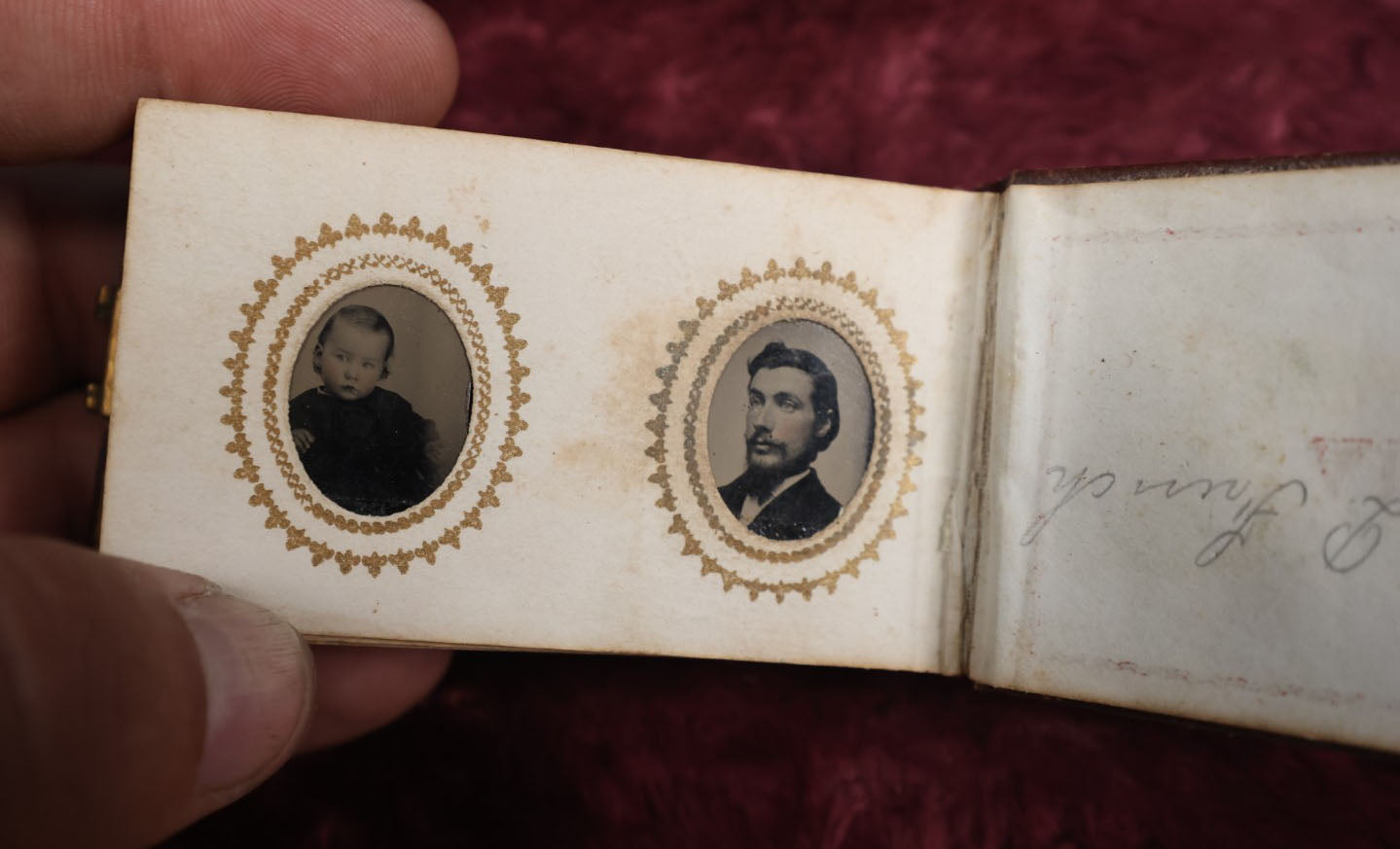 Lot 008 - Full Antique Gem Tintype Photo Album With Approximately 48 Images Of Women, Children, And Men