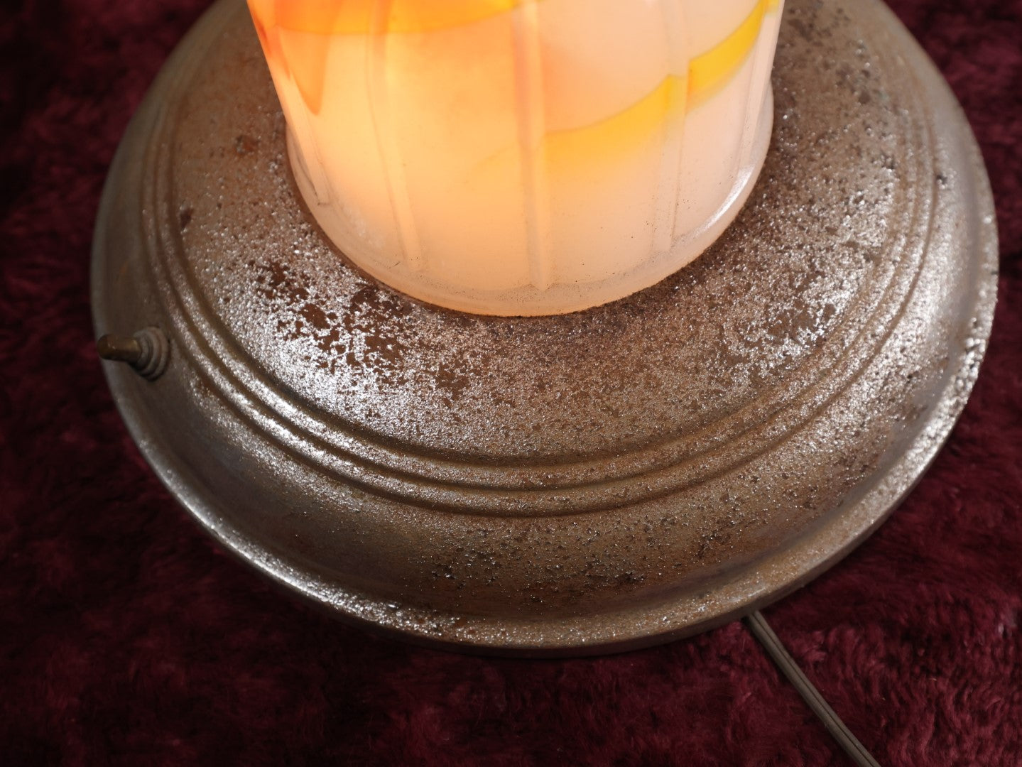 Lot 010 - Antique Art Deco Smoking Stand With Cadmium Slag Glass Accents, Glows Under U.V. Blacklight, See Notes