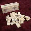 Lot 013 - Vintage Carved Bone Dominoes In Carved Bone Box, Marked Mexico, 26 Tiles In All