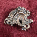 Lot 023 - Antique Sterling Silver Art Nouveau Belt Buckle With Swirling, Flowing Design, Marked Patent Applied For, Maker's Mark Illegible