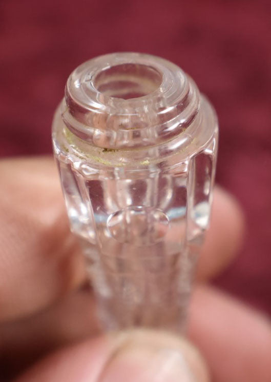 Lot 025 - Antique Cut Glass Scent Vial Perfume Bottle With Brass Top, Often Misnamed "Tearcatcher"