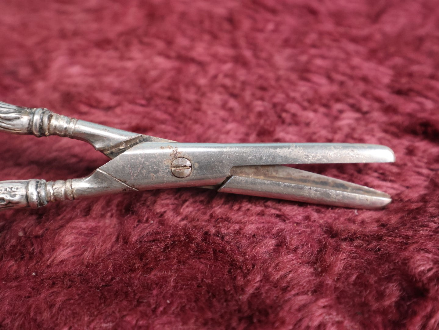 Lot 026 - Antique German Scissors With Sterling Silver Handles And Grape Motif