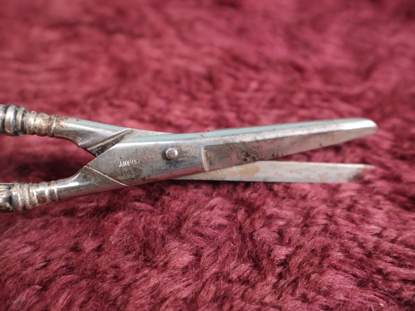 Lot 026 - Antique German Scissors With Sterling Silver Handles And Grape Motif