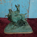 Lot 033 - Vintage Chamois Antelope Statue After Jules Moigniez (French, 1835-1894), Two Bucks On Rocks