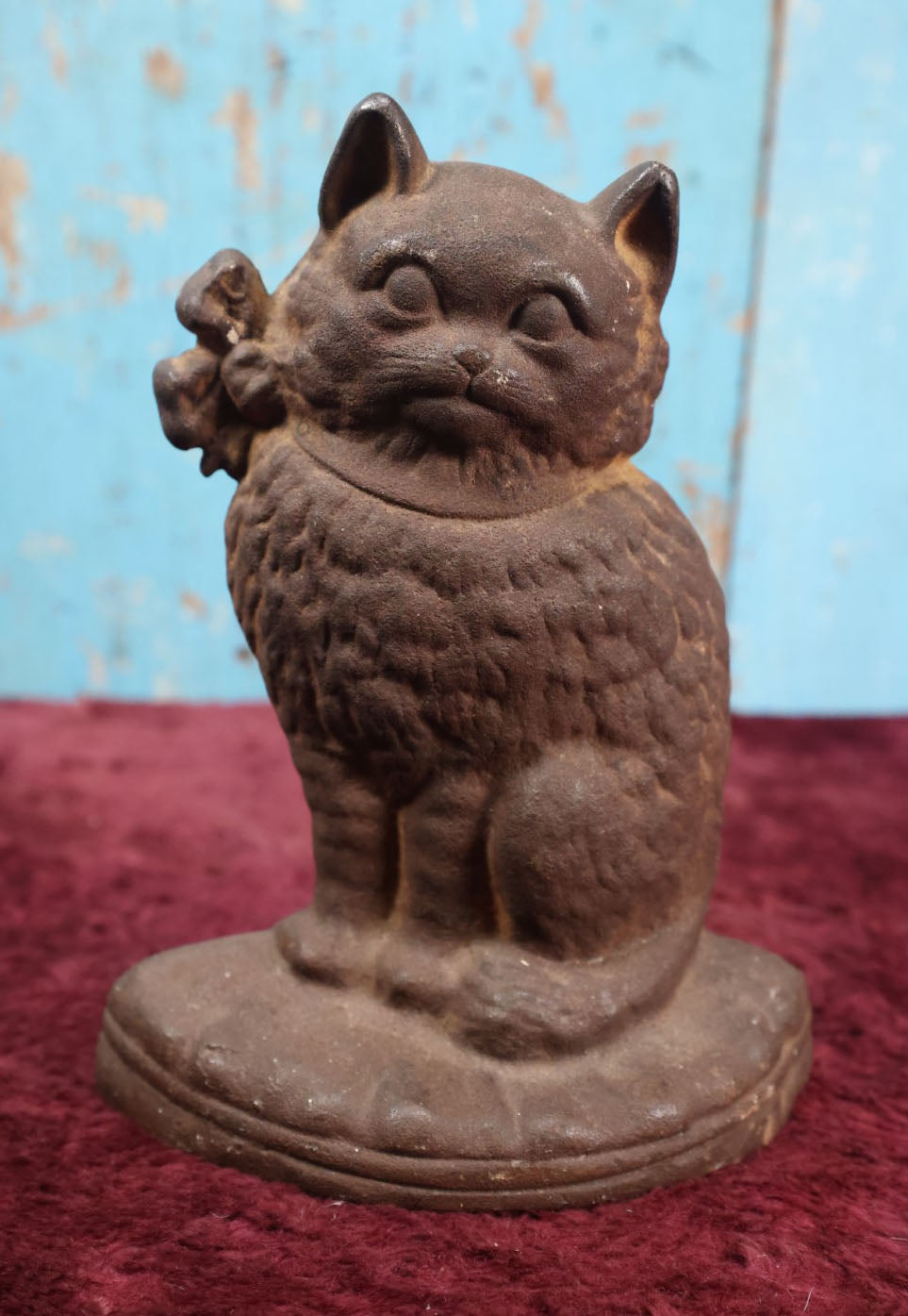 Lot 034 - Cast Iron Cat Door Stop, No Paint, Marked 87, Hubley Style