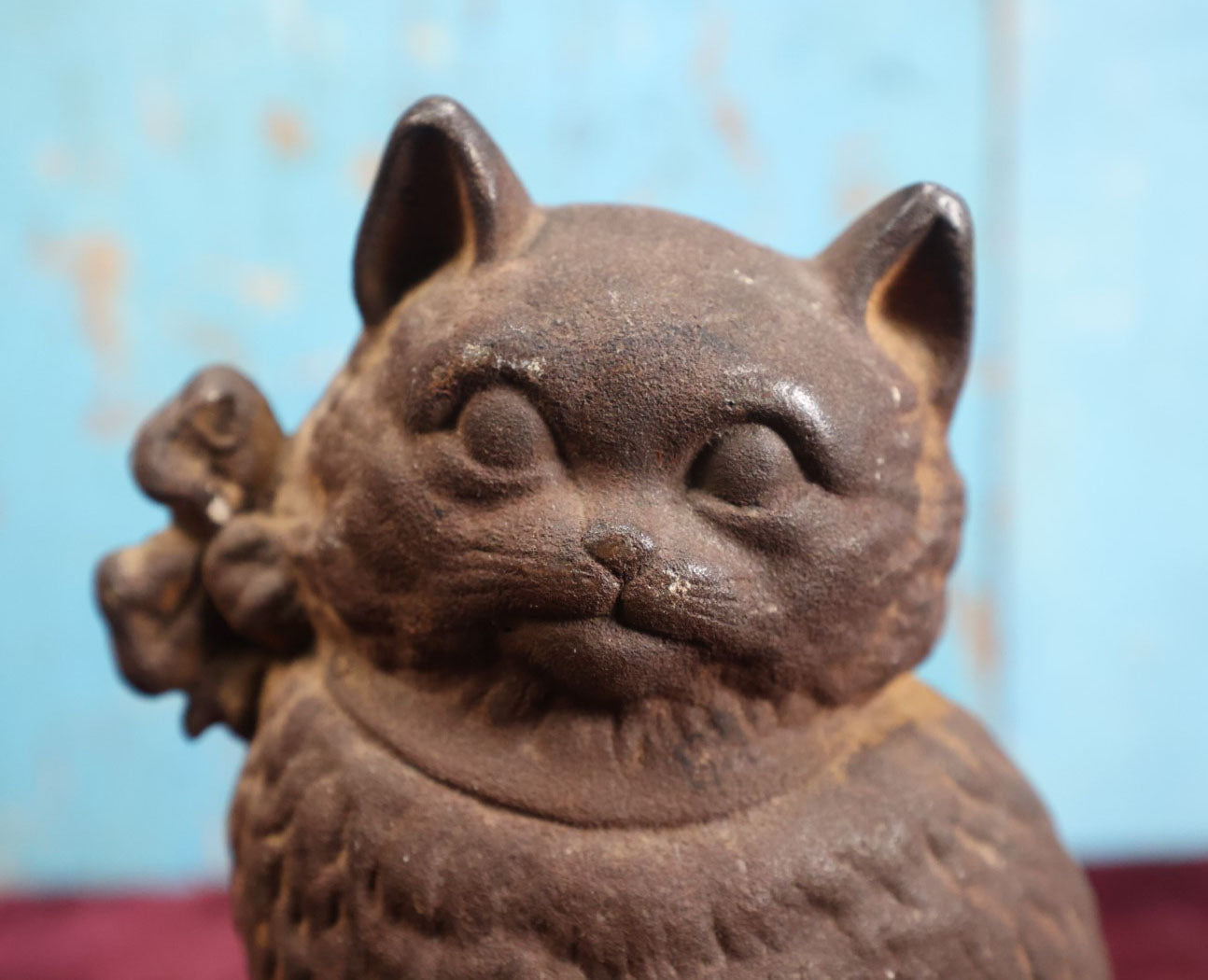 Lot 034 - Cast Iron Cat Door Stop, No Paint, Marked 87, Hubley Style